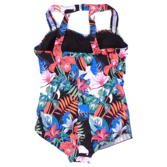 Swim 365 Tropical Floral Sarong Front One Piece Swimsuit Plus Size 24 H14334 - Picture 7 of 11